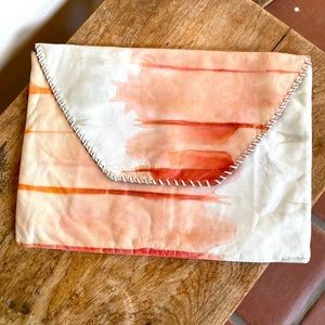ANTHROPOLOGIE Glove Soft Tie Dyed Leather Clutch Bag Whip Stitched Pockets NWT!!
